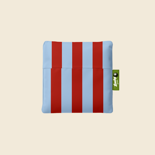 Blue & Maroon Striped Foldable Nylon Tote