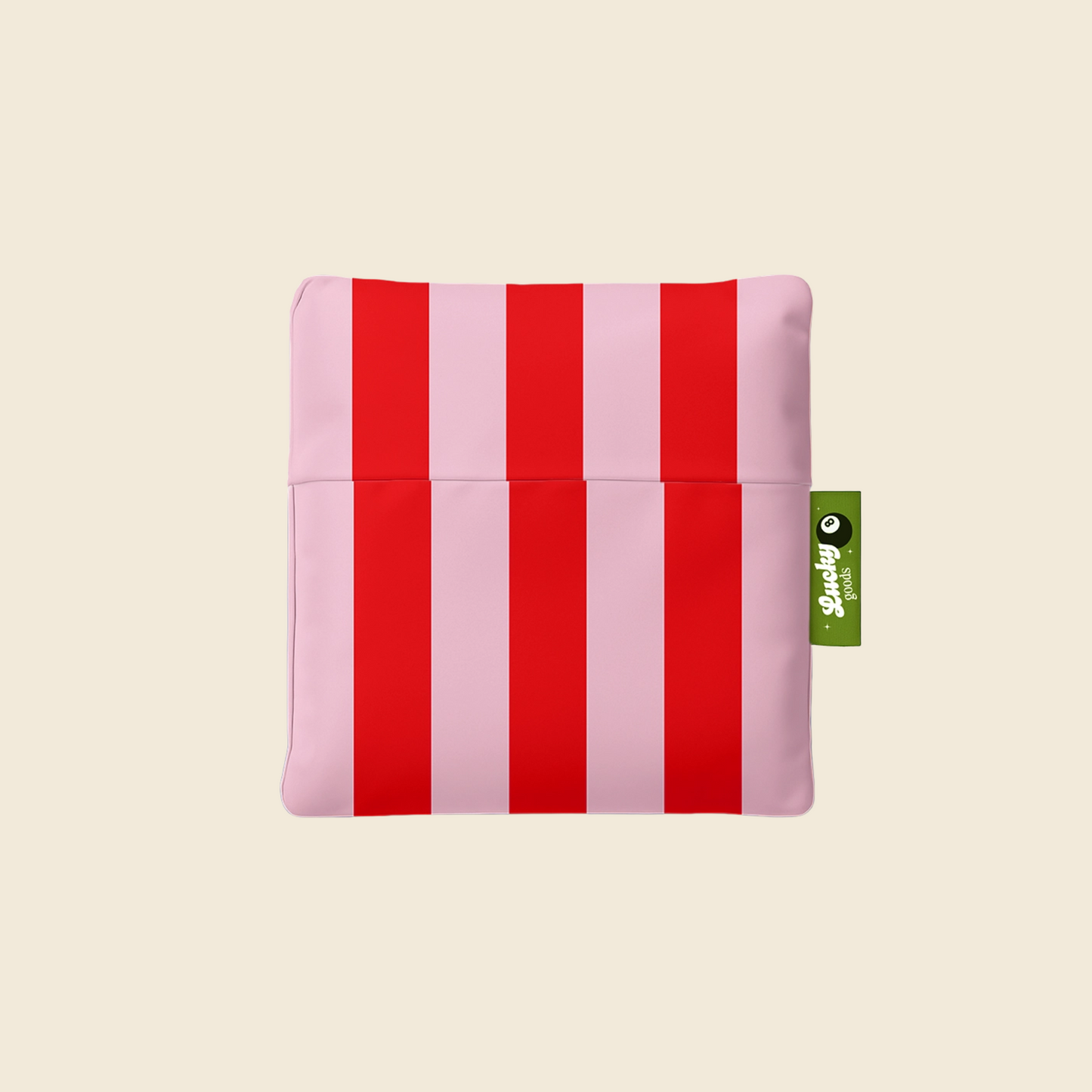 Pink & Red Striped Foldable Nylon Tote