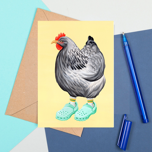 "Hen in Crocs" Greeting Card