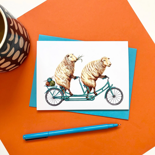 "Sheep with Bike" Greeting Card