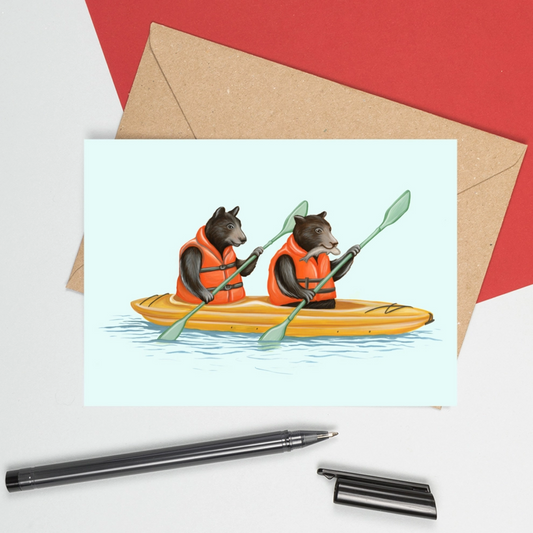 "Bears Kayaking" Greeting Card