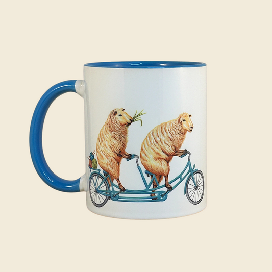"Sheep Riding a Bike" Mug