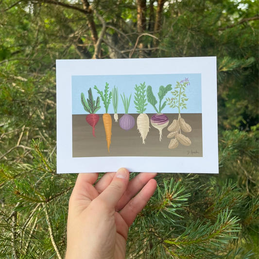 Retro Vintage Root Vegetable Garden Print