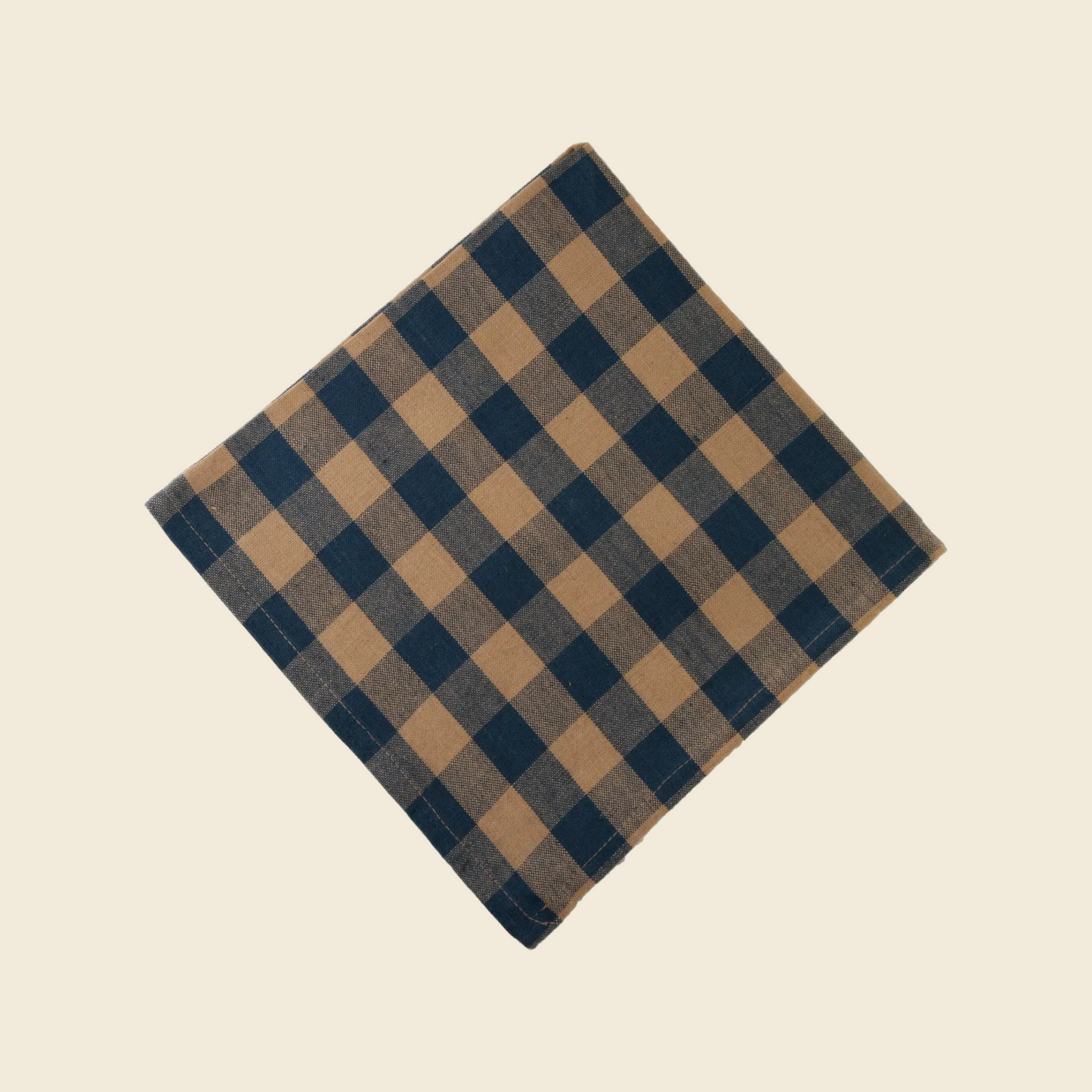Navy Check Linen Napkins