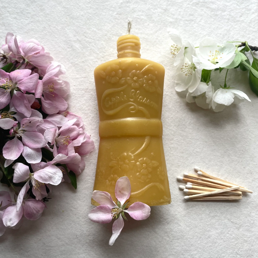 Apple Blossom Bottle Beeswax Candle