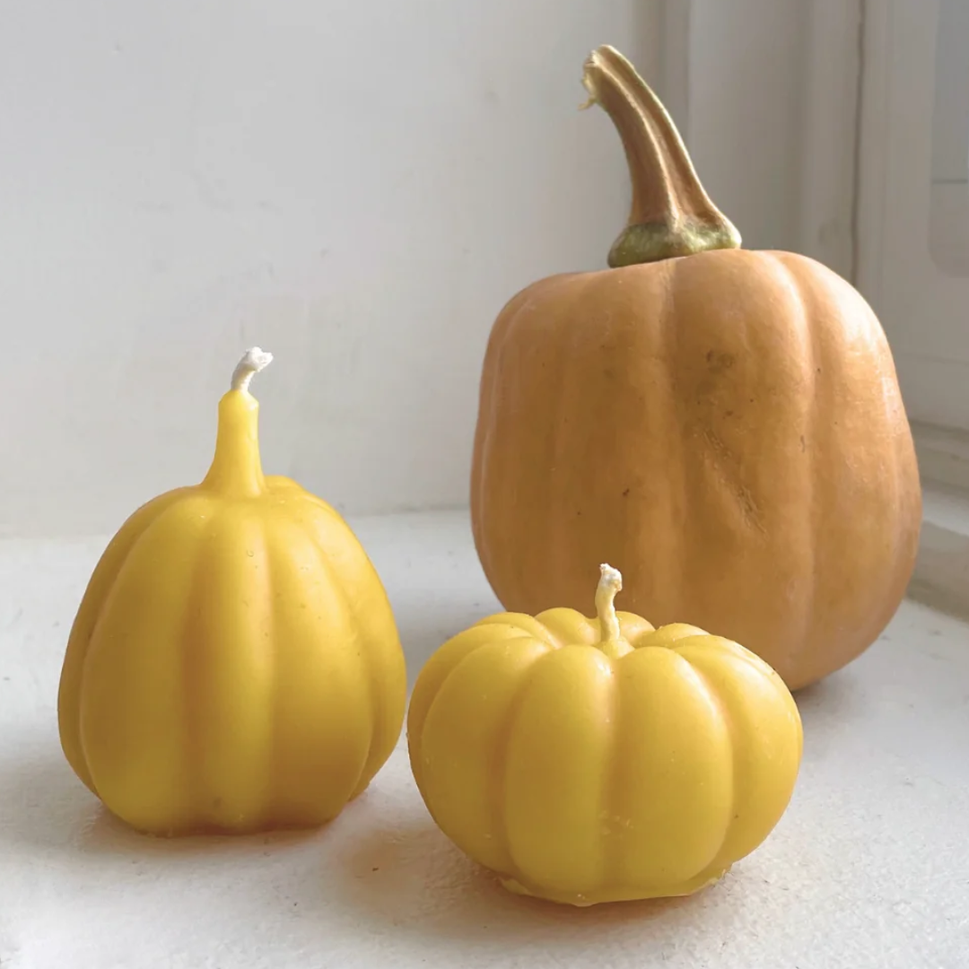 Yellow Pumpkin Beeswax Candle