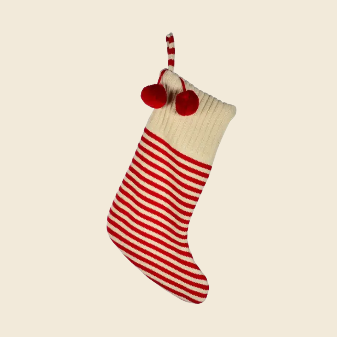 Red & Cream Striped Stocking