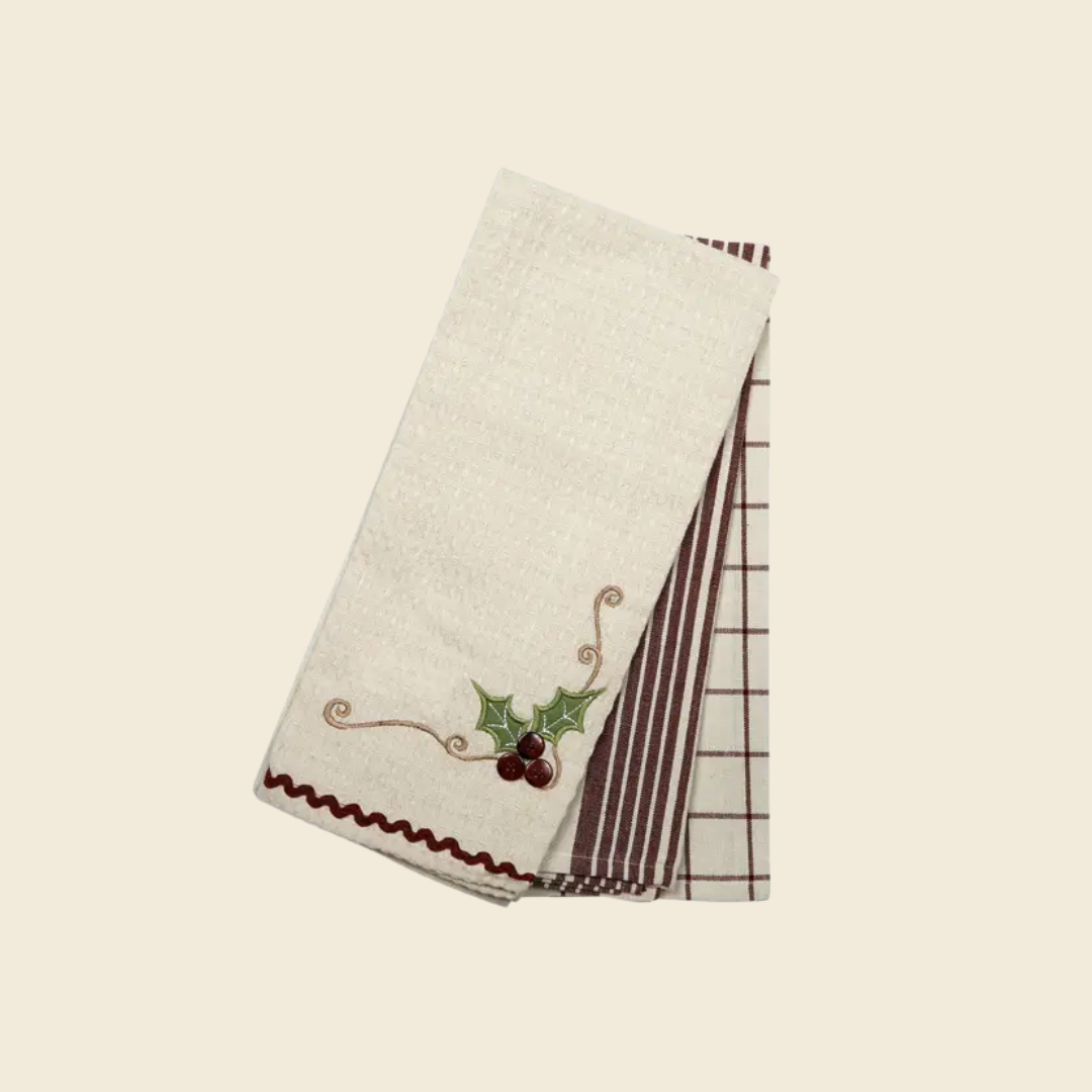 3 Piece Holly Holidays Towels