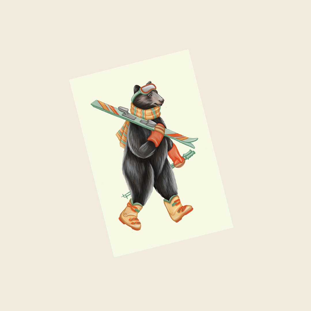 Skiing Bear Greeting Card