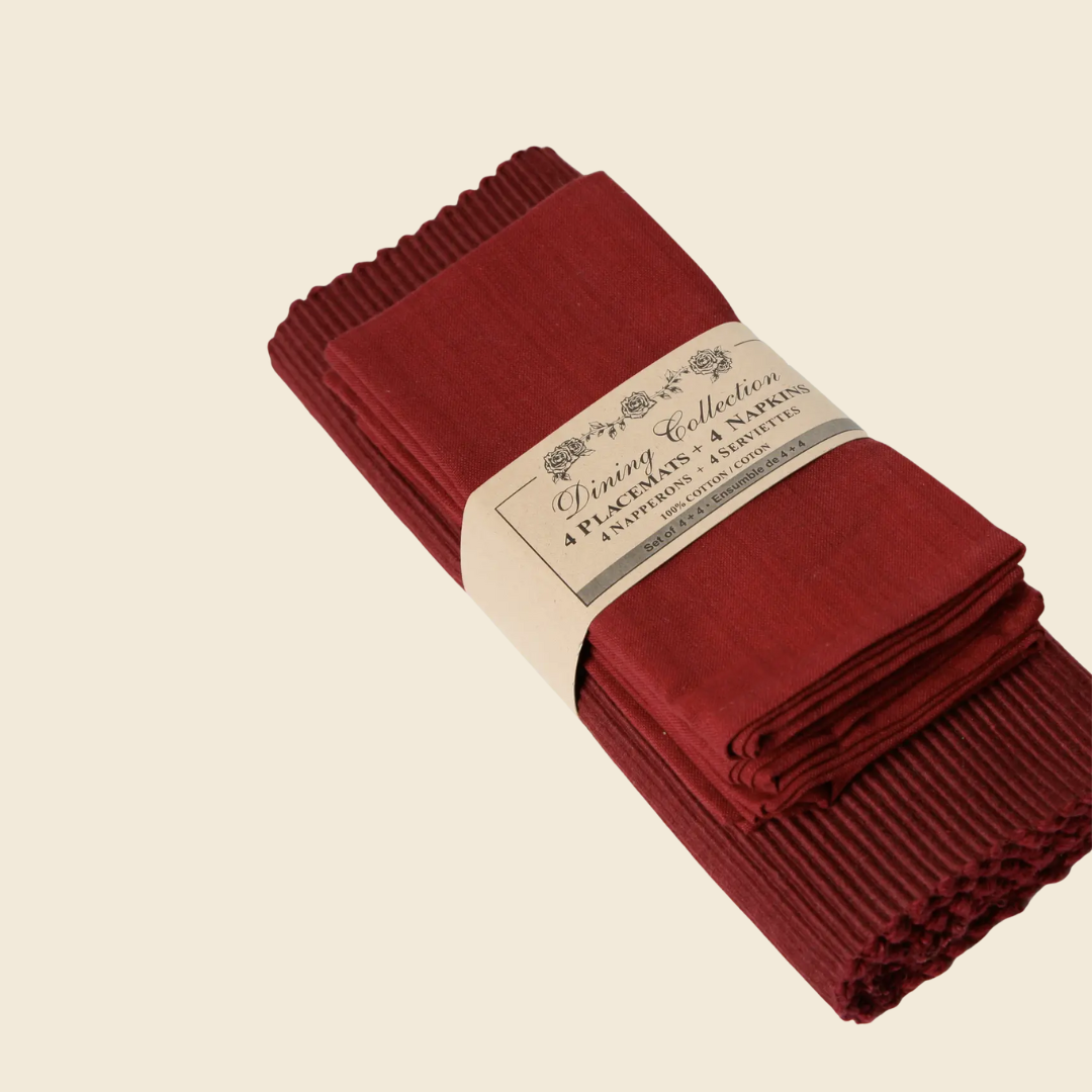 Burgundy Placemat & Napkins Set