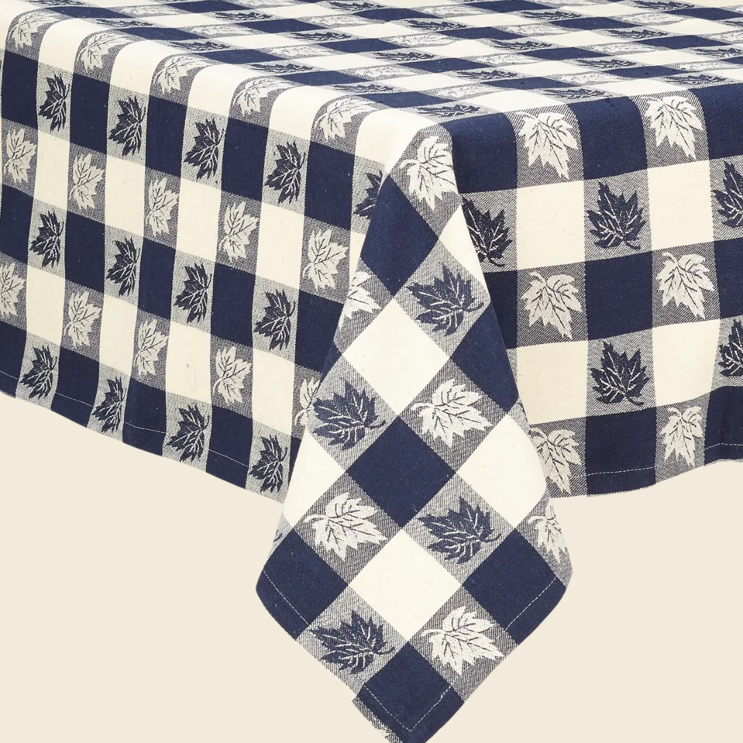 Navy Leaf Table Cloth