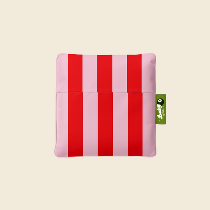 Pink & Red Striped Foldable Nylon Tote