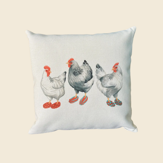 "Hens Wearing Slippers" Pillow