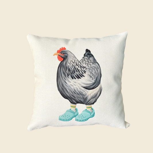 Hen Wearing Crocs Pillow