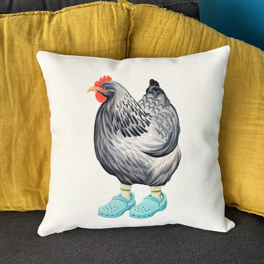 Hen Wearing Crocs Pillow