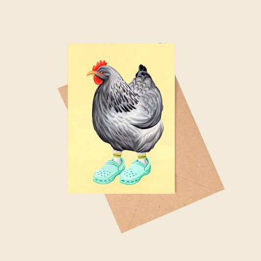 "Hen in Crocs" Greeting Card