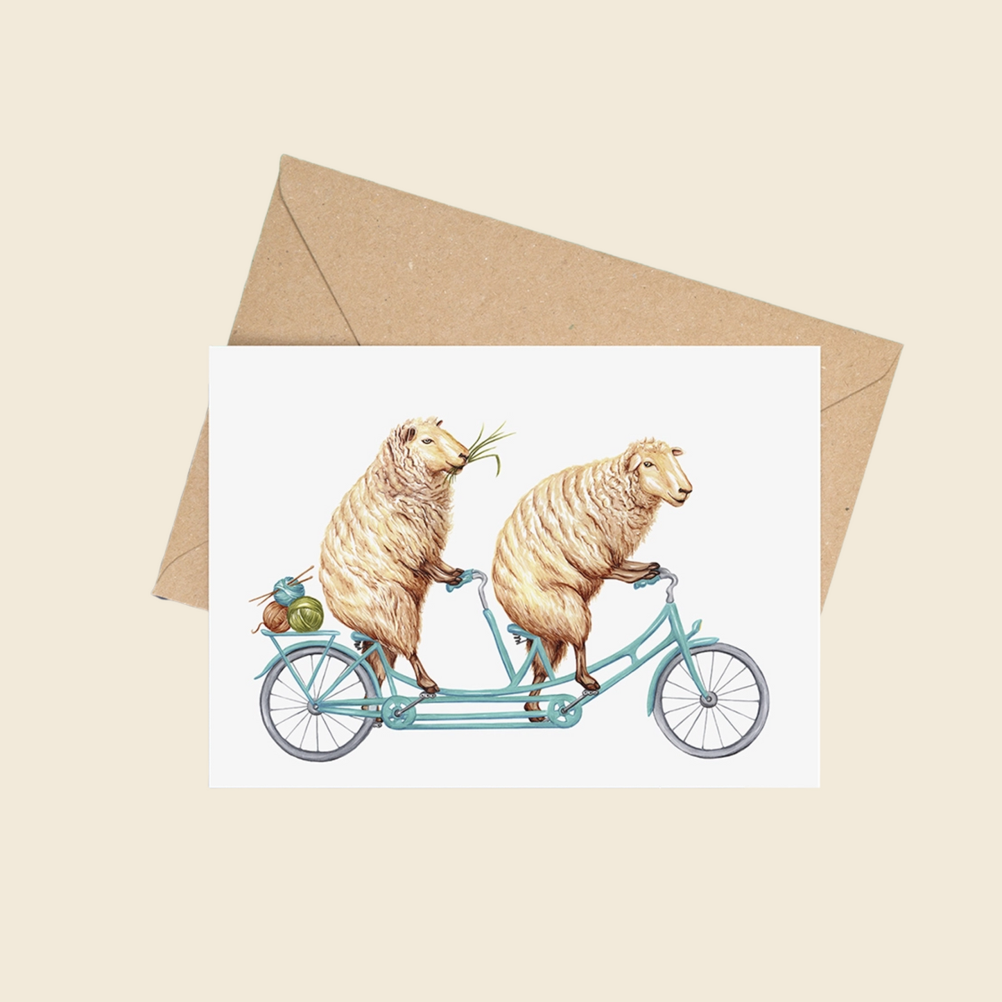 "Sheep with Bike" Greeting Card