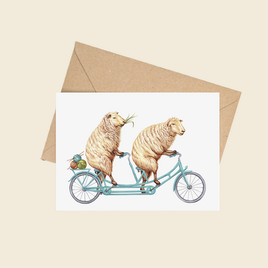 "Sheep with Bike" Greeting Card