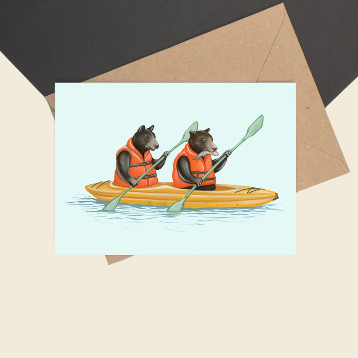 "Bears Kayaking" Greeting Card