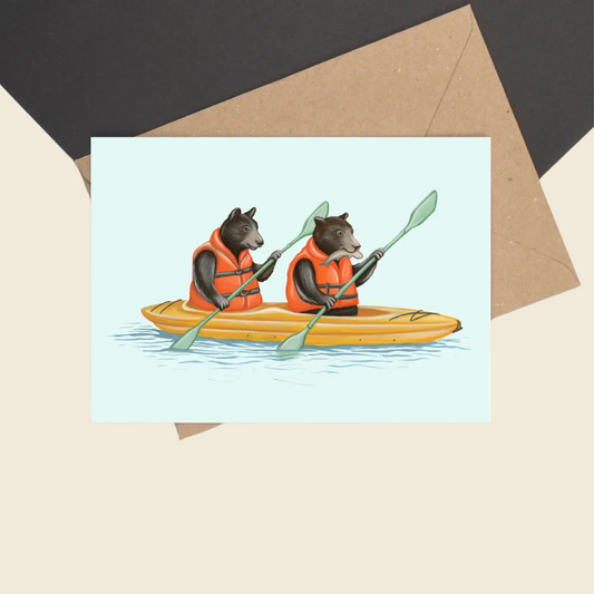 "Bears Kayaking" Greeting Card