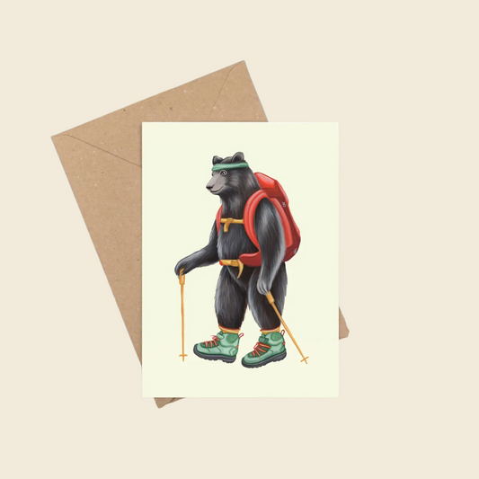 Bear Hiking Greeting Card