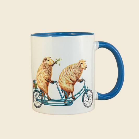 "Sheep Riding a Bike" Mug