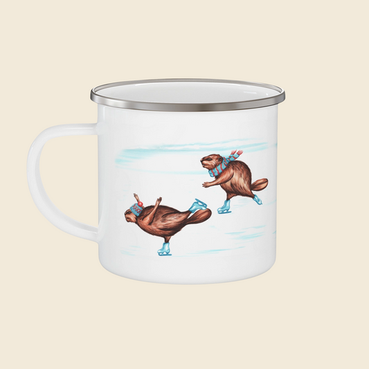 Beavers Skating enamel mug