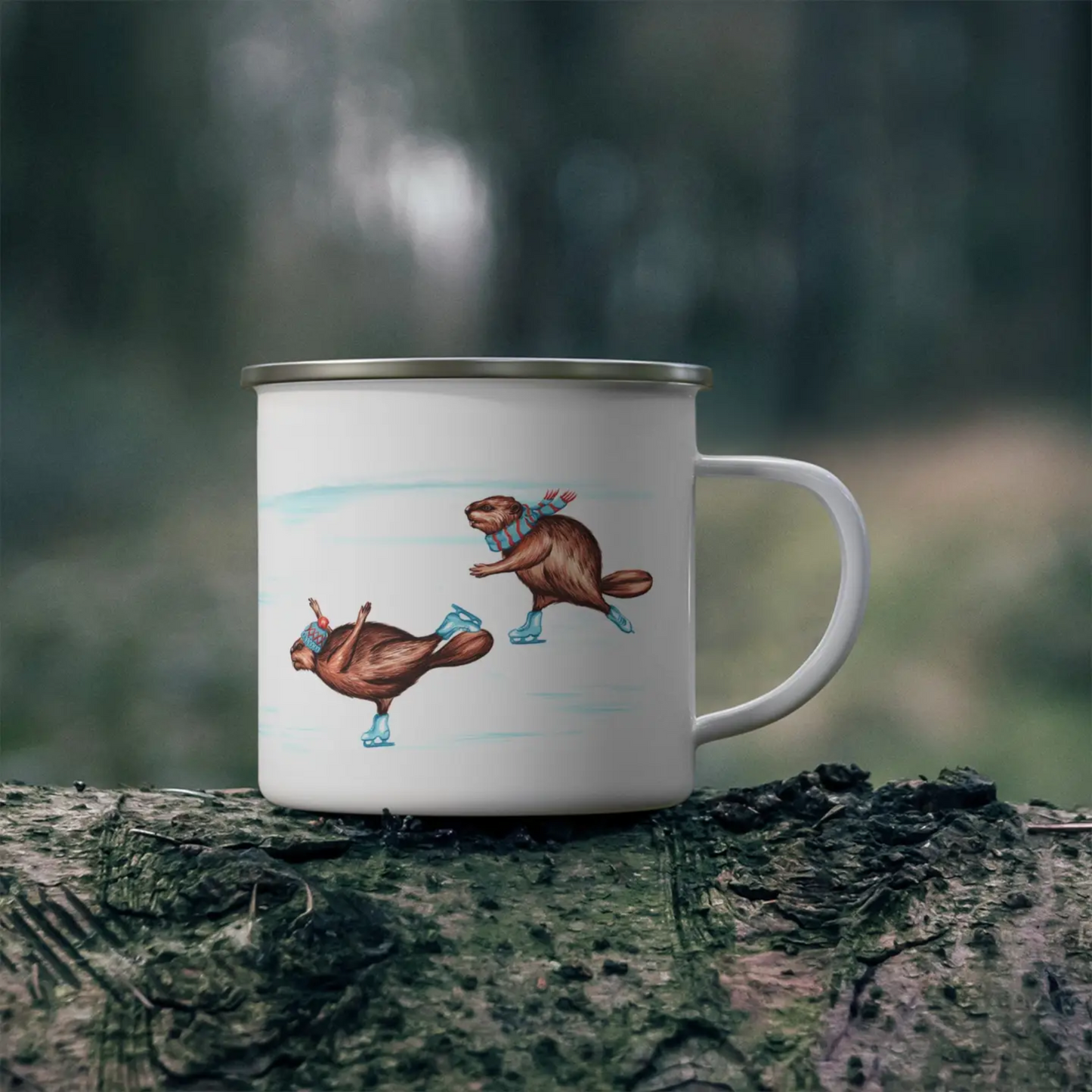 Beavers Skating enamel mug