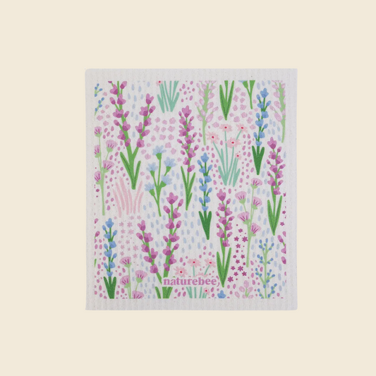 Swedish Sponge Dishcloth Floral Purple