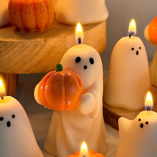 Halloween Pumpkin Ghost Candle
