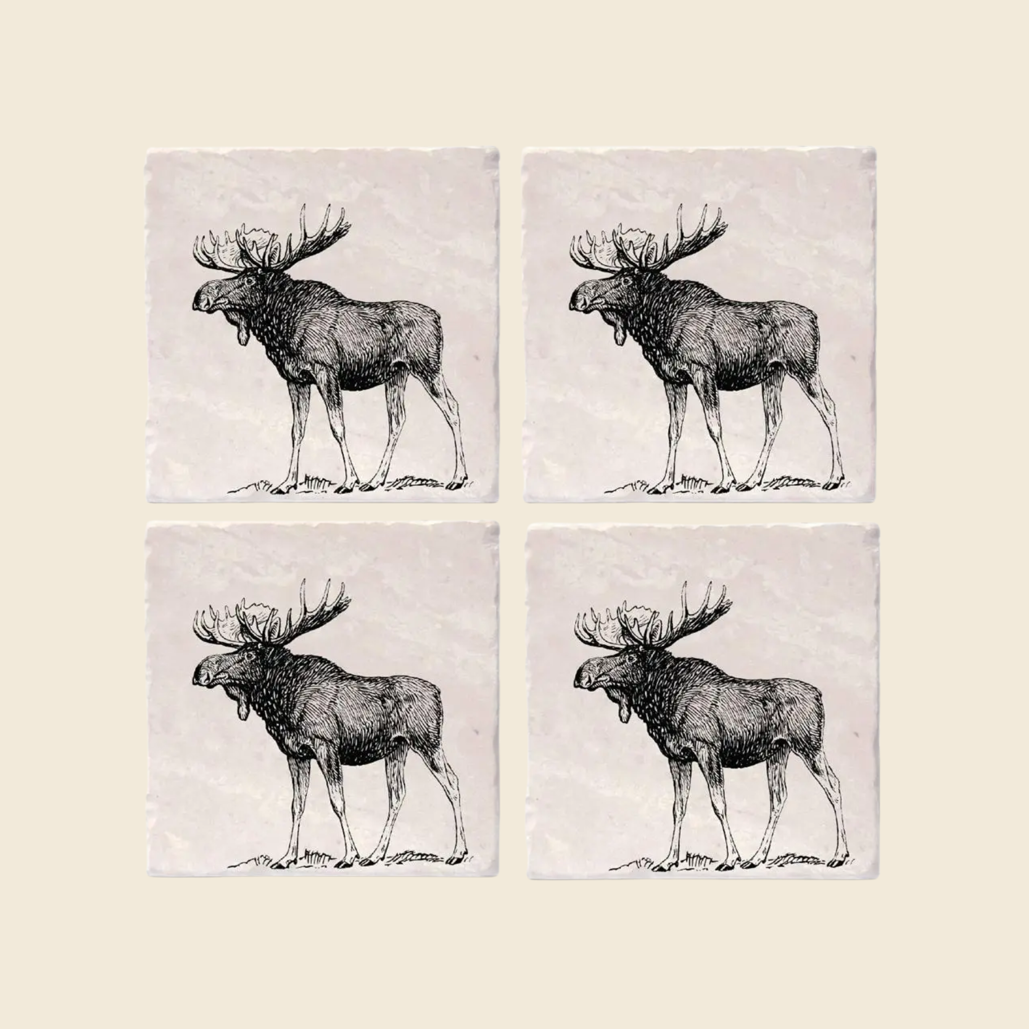 Vintage Moose Coasters (Set of 4)
