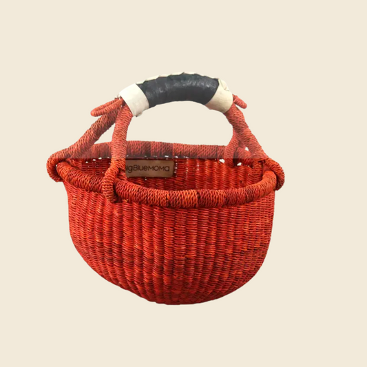 Small Crimson Red Round Basket Bag