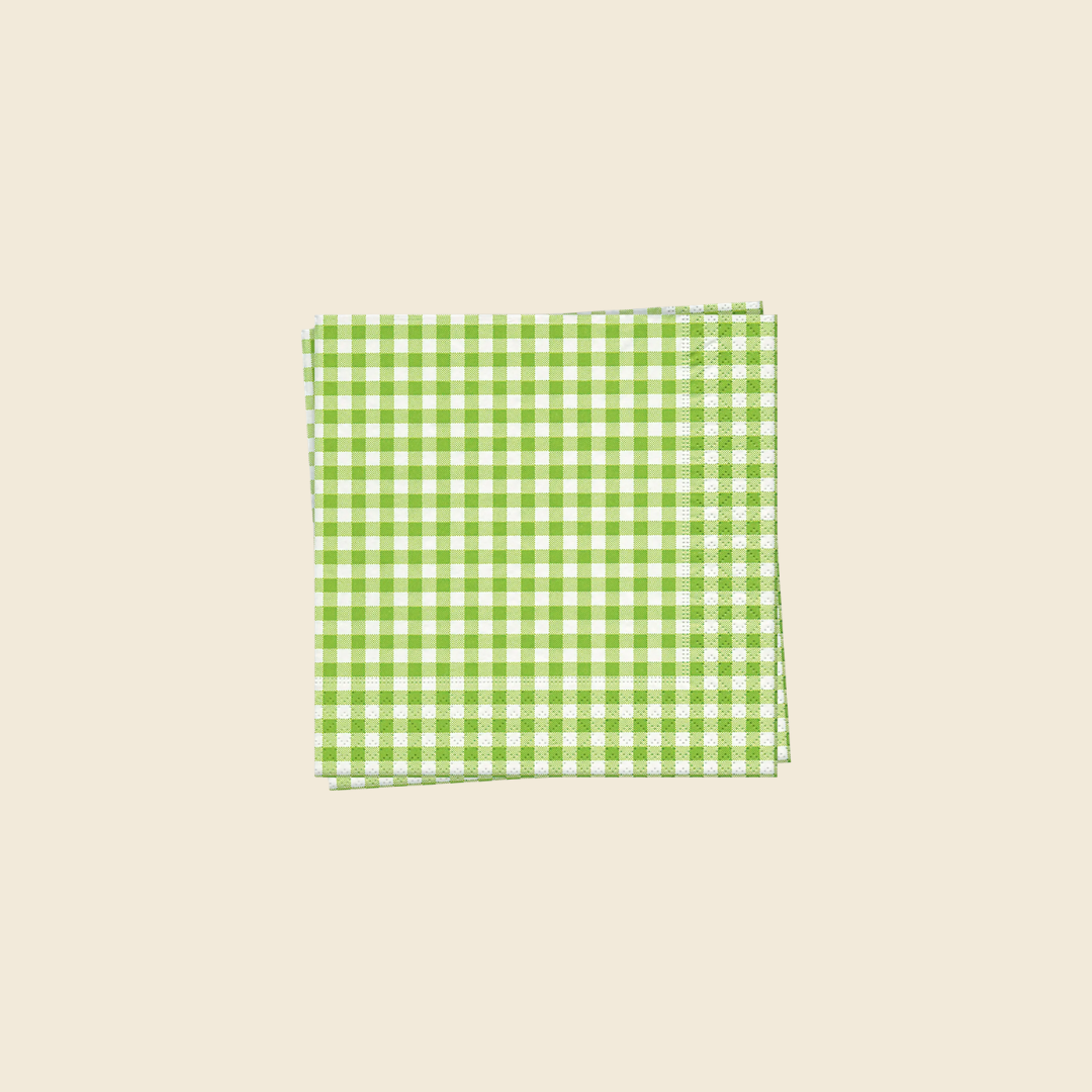 Green Gingham Cocktail Napkin