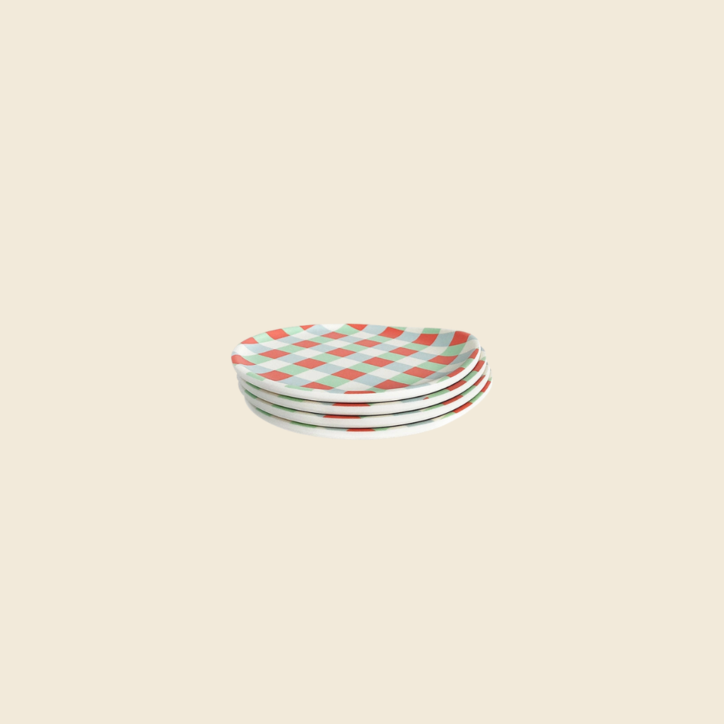 Gingham Plastic Coaster Set