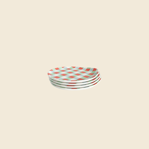 Gingham Plastic Coaster Set