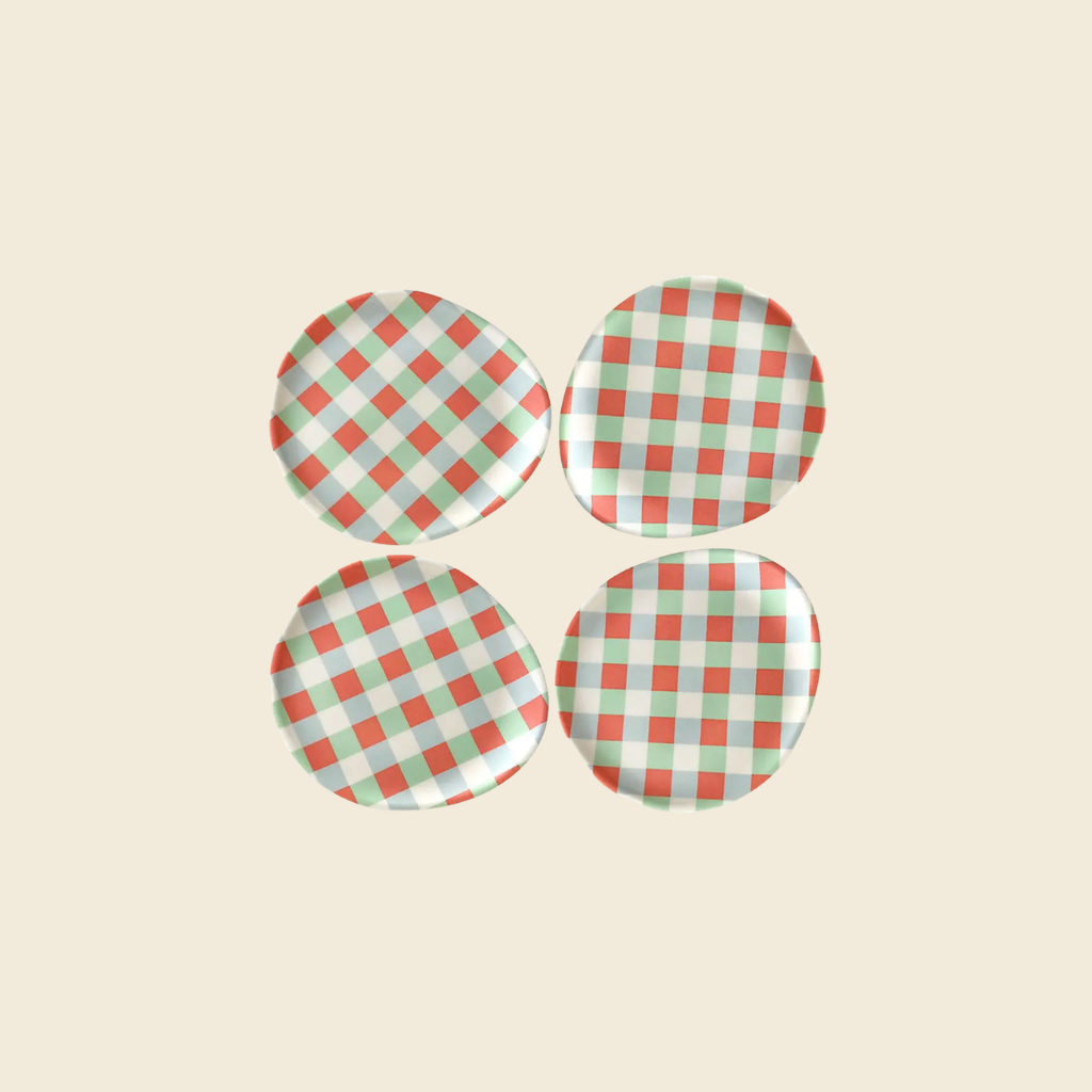 Gingham Plastic Coaster Set