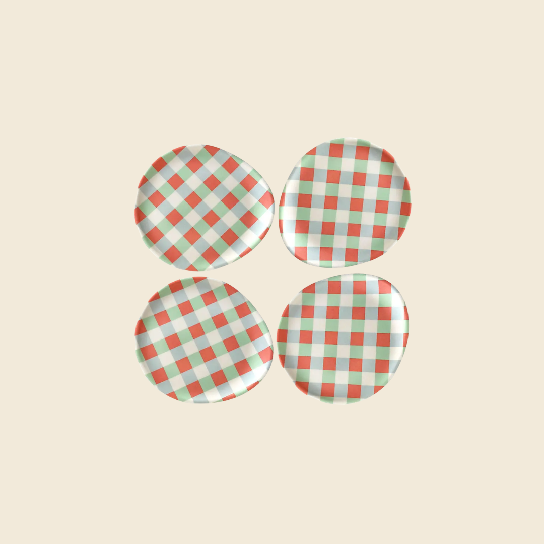 Gingham Plastic Coaster Set