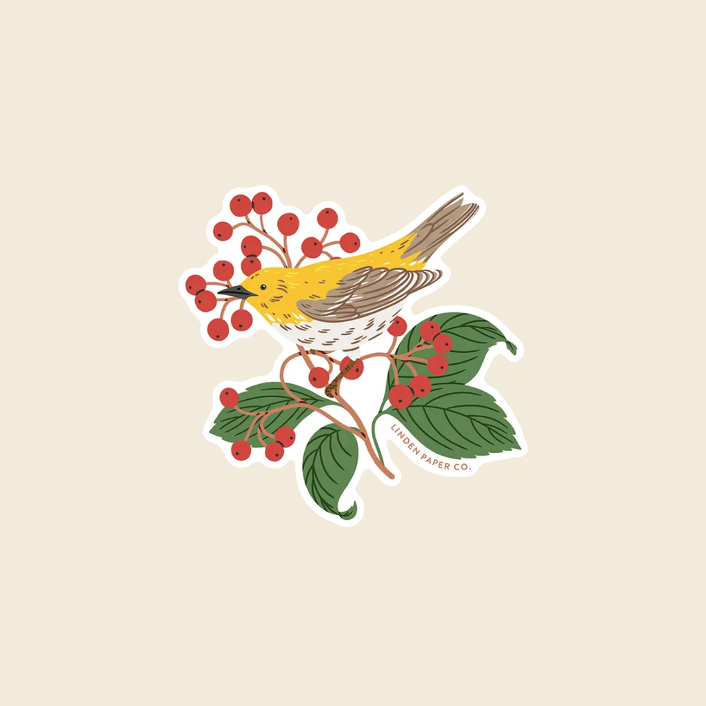 Warbler and Berries Sticker