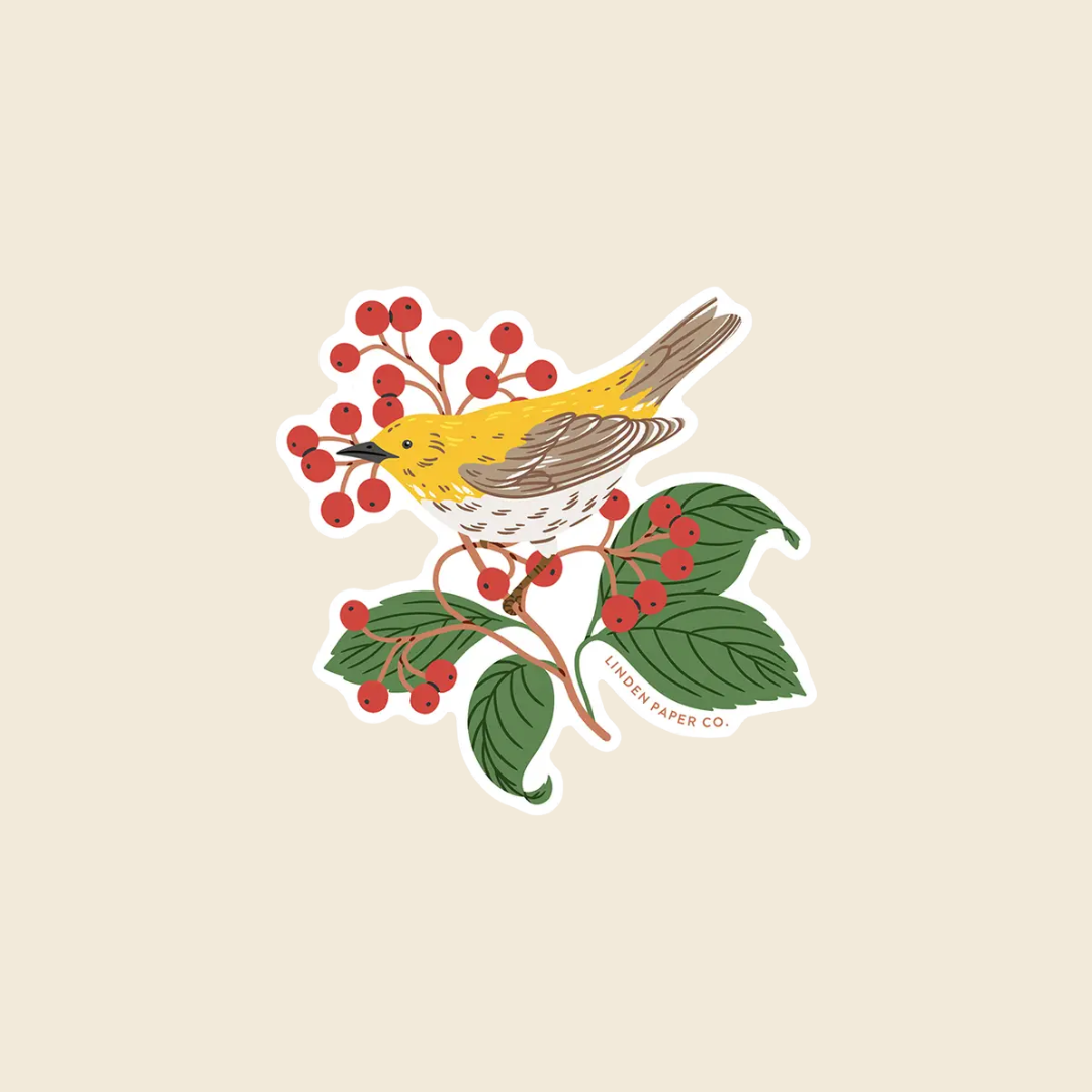 Warbler and Berries Sticker