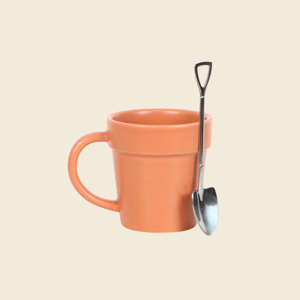 Ceramic Pot Mug and Shovel Spoon