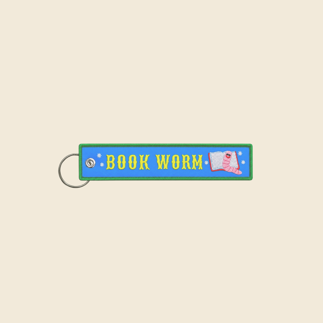 Book Worm Embroidered Keychain