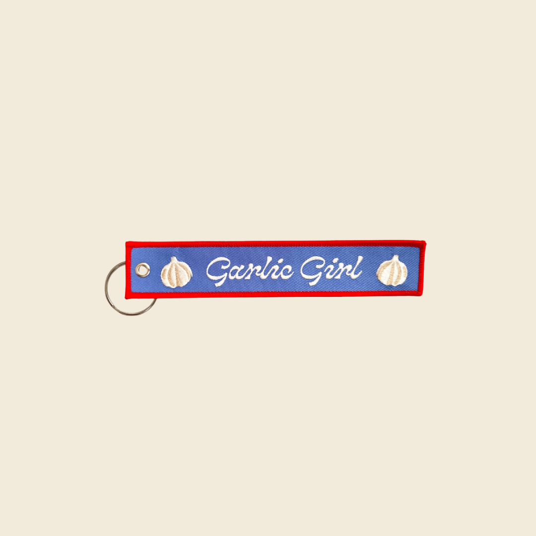 Garlic Girl Embroidered Keychain