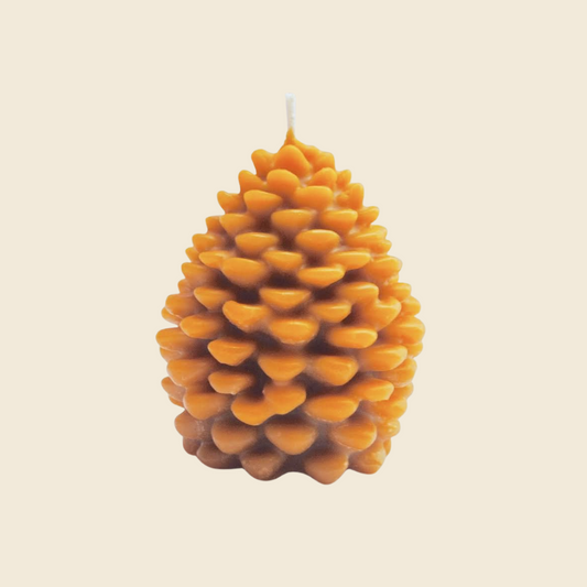 Yellow Pinecone Beeswax Candle