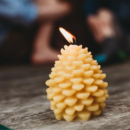 Yellow Pinecone Beeswax Candle