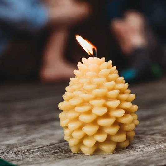 Yellow Pinecone Beeswax Candle