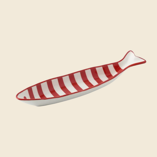 Hand Printed Fish-Shaped Ceramic Plate