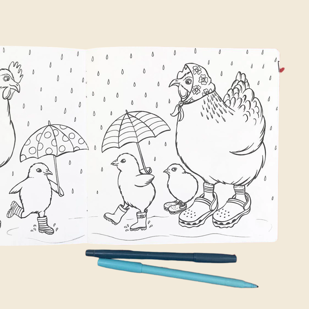 Fashionable Hens Colouring Book