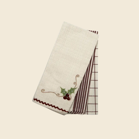 3 Piece Holly Holidays Towels