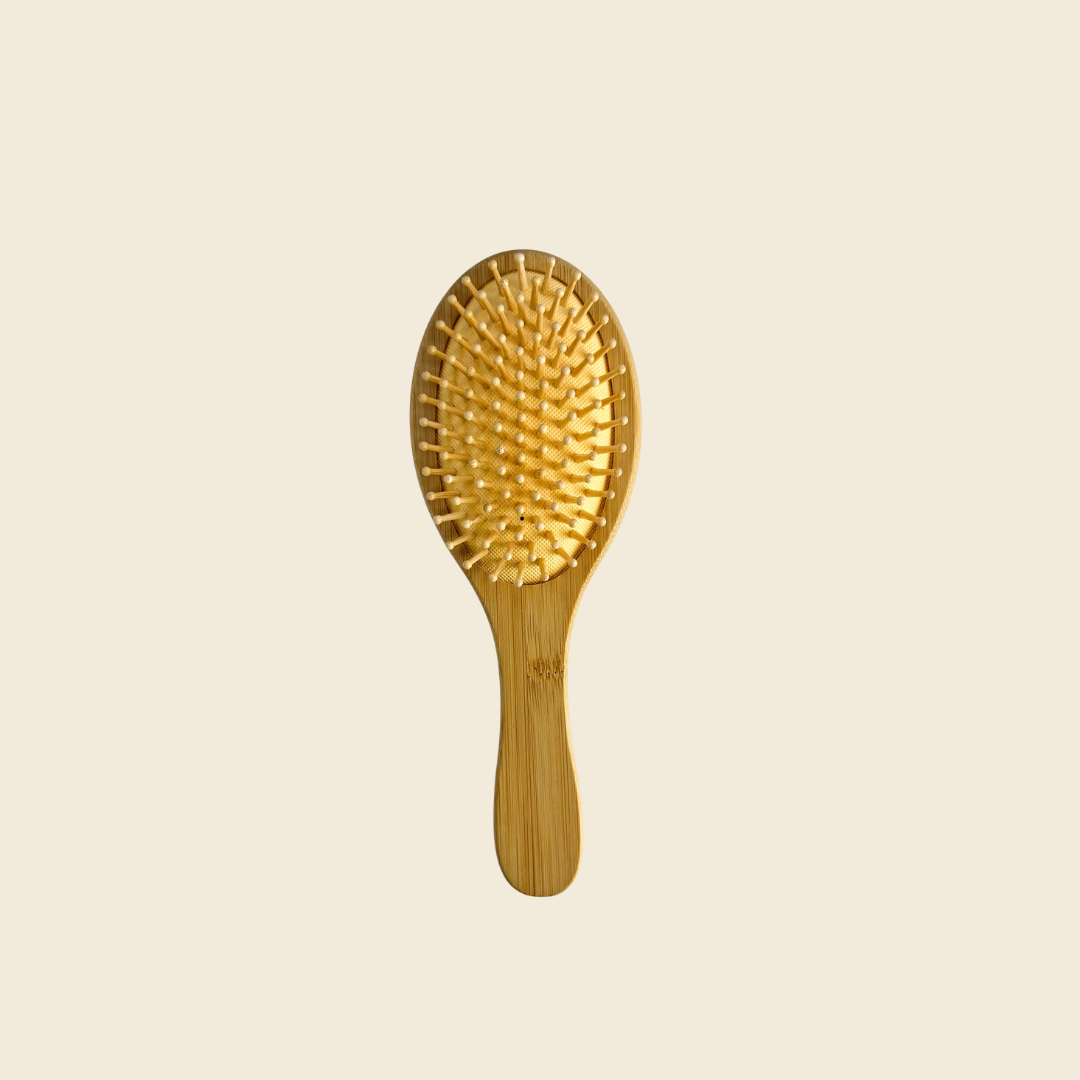 Bamboo Oval Yellow Hairbrush