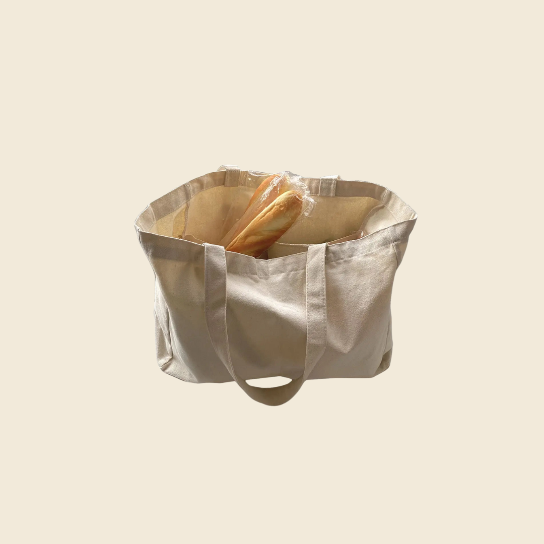 Canvas Grocery Bag with Pockets